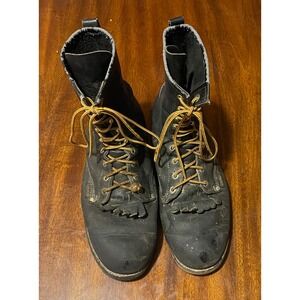 Rhino 85C51 Leather Work Boots Black Mens USA 14 Soft Toe Logger Lace Up